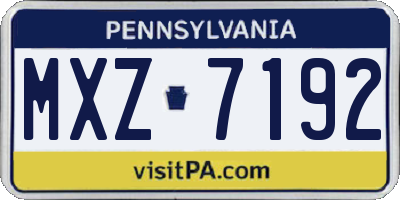PA license plate MXZ7192