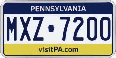 PA license plate MXZ7200