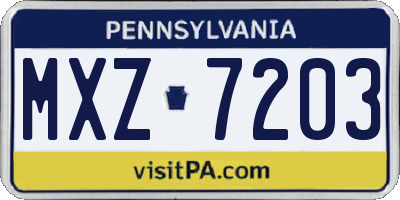 PA license plate MXZ7203