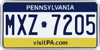 PA license plate MXZ7205