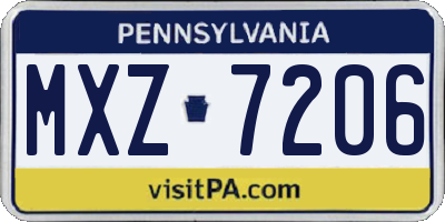 PA license plate MXZ7206