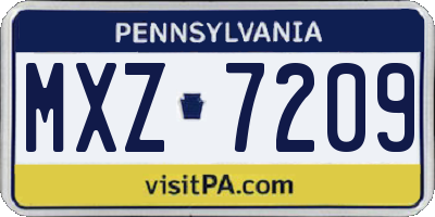 PA license plate MXZ7209