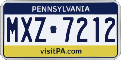 PA license plate MXZ7212