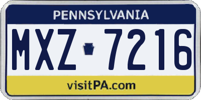 PA license plate MXZ7216