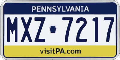 PA license plate MXZ7217