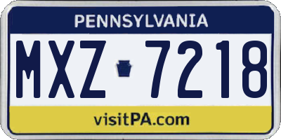 PA license plate MXZ7218