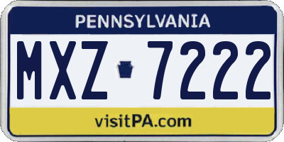 PA license plate MXZ7222