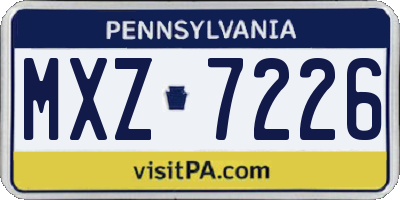 PA license plate MXZ7226