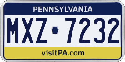 PA license plate MXZ7232