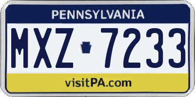 PA license plate MXZ7233