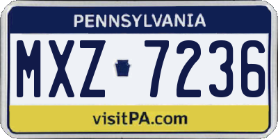 PA license plate MXZ7236