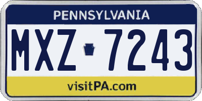 PA license plate MXZ7243