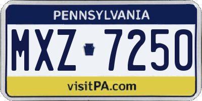 PA license plate MXZ7250