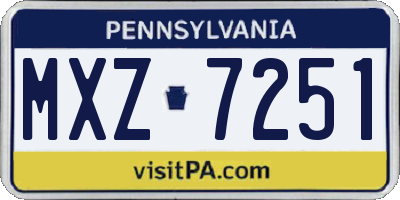 PA license plate MXZ7251