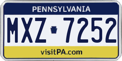 PA license plate MXZ7252