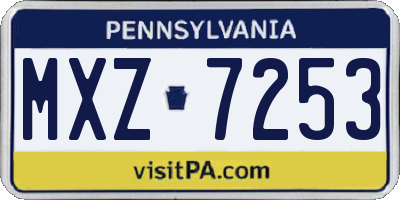 PA license plate MXZ7253