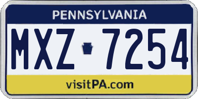 PA license plate MXZ7254