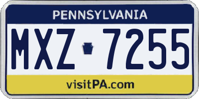 PA license plate MXZ7255