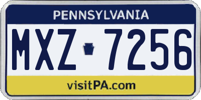 PA license plate MXZ7256