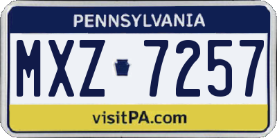 PA license plate MXZ7257
