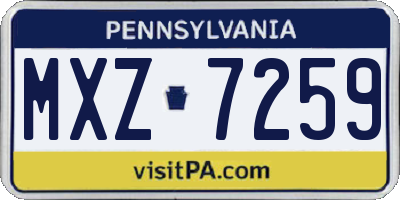 PA license plate MXZ7259