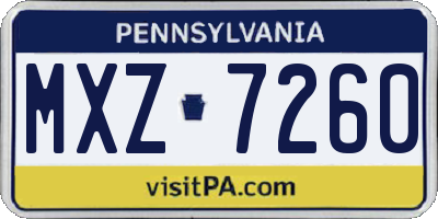 PA license plate MXZ7260