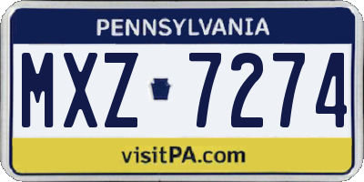 PA license plate MXZ7274