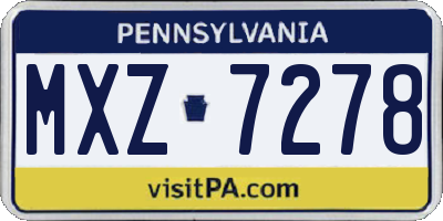 PA license plate MXZ7278