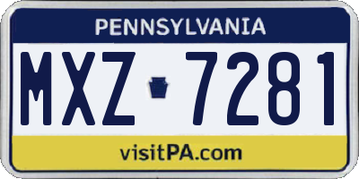 PA license plate MXZ7281