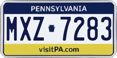 PA license plate MXZ7283