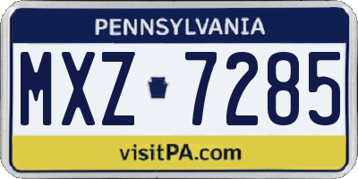 PA license plate MXZ7285