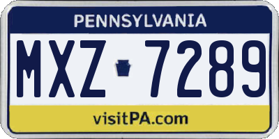PA license plate MXZ7289