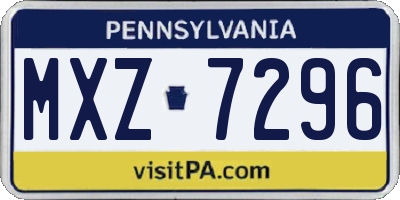 PA license plate MXZ7296