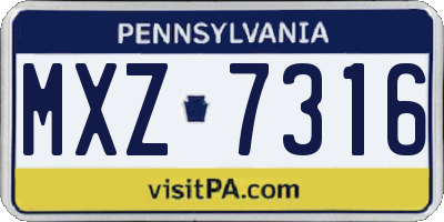 PA license plate MXZ7316
