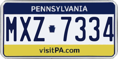 PA license plate MXZ7334