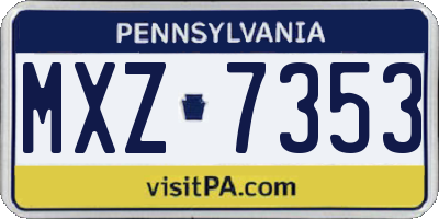 PA license plate MXZ7353