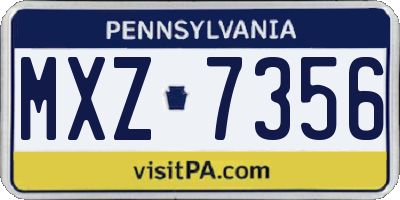 PA license plate MXZ7356