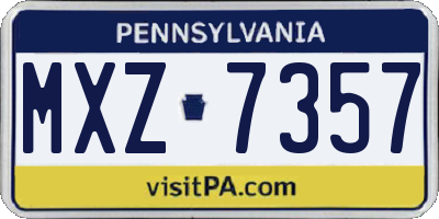 PA license plate MXZ7357