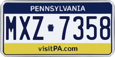 PA license plate MXZ7358