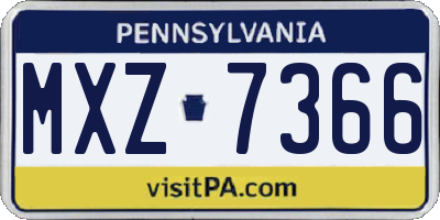 PA license plate MXZ7366