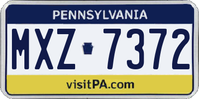 PA license plate MXZ7372