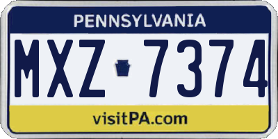 PA license plate MXZ7374