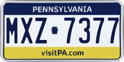 PA license plate MXZ7377