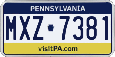 PA license plate MXZ7381