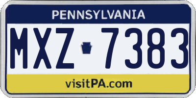 PA license plate MXZ7383