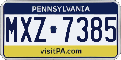 PA license plate MXZ7385