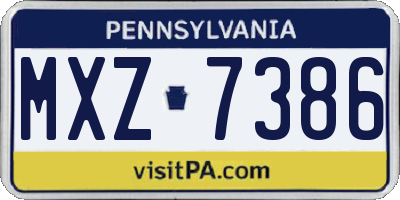 PA license plate MXZ7386
