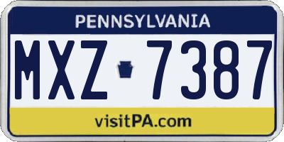 PA license plate MXZ7387