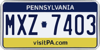PA license plate MXZ7403