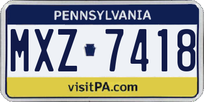 PA license plate MXZ7418